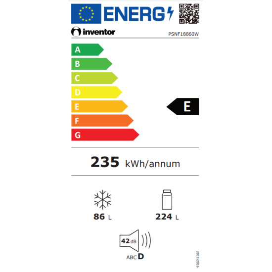 ψυγειοκαταψύκτης  Inventor PSNF18860W(310lt,no frost,E)